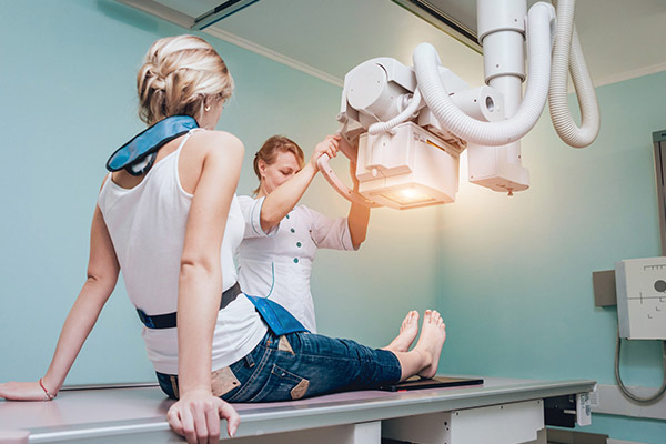 Woman receiving x-ray